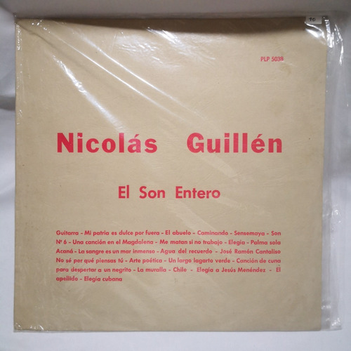 Nicolás Guillén - El Son Entero Lp Vinilo/ Kktus