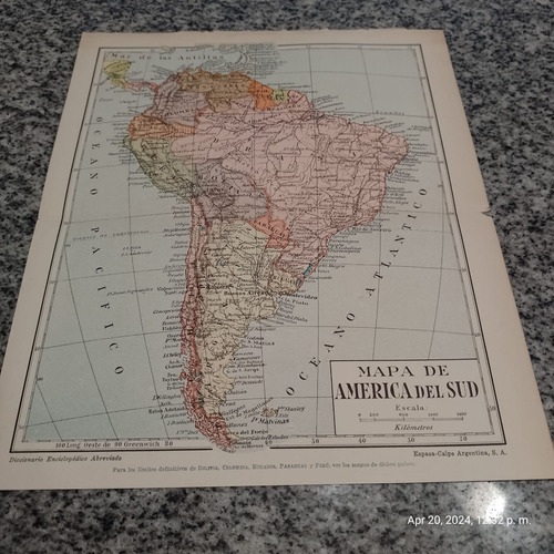 Mapa De Sudamérica - 1945 - Espasa-calpe Argentina 29x24cm 