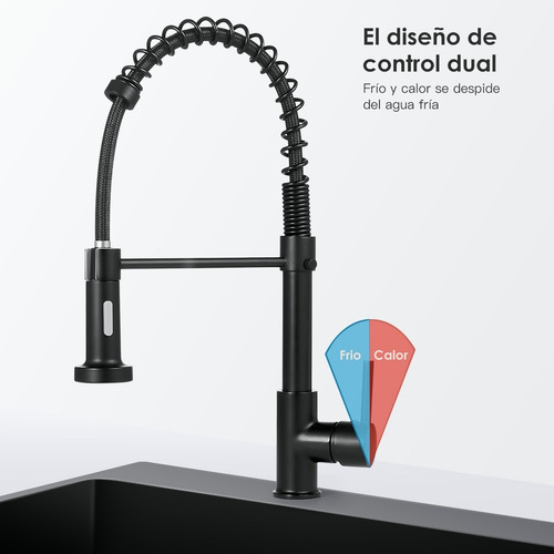2 Modos Grifo Mezclador Monomando Llave Fregadero De Cocina Negro Mate