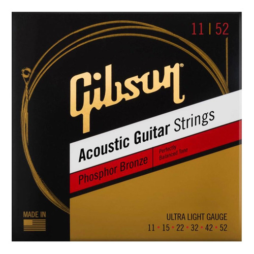 Encordoamento Gibson Sag Pb11 .011 Para Violão Aço