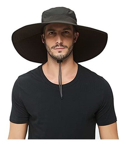 Sombrero De Ala Super Ancha Color Gris Oscuro Hllman, En