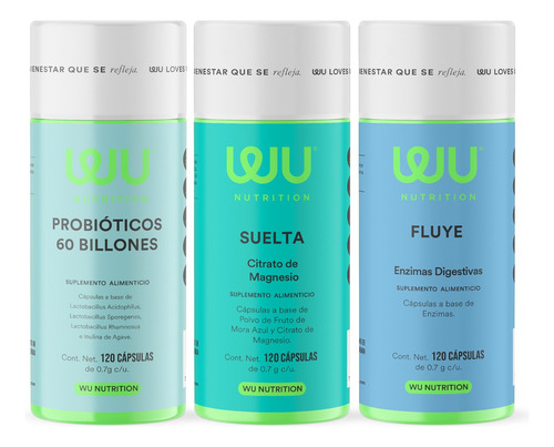 Kit Salud Digestiva | Probióticos + Fluye + Suelta | Wu