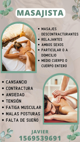 Masajes Relajantes, Descontracturantes, Ambos Sexos 