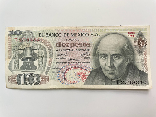 Billete 10 Pesos Hidalgo  1974