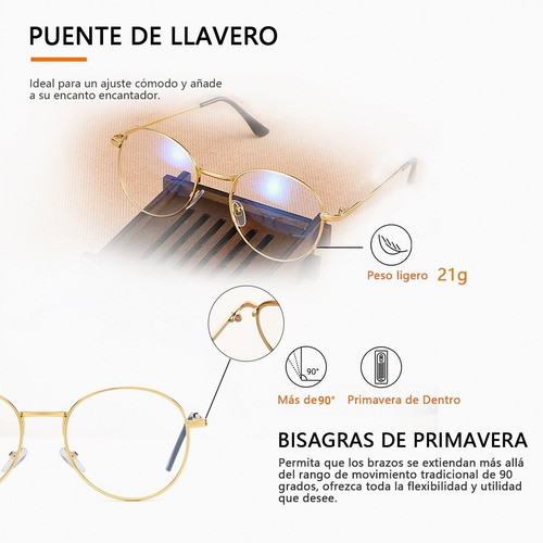 Imagen 3 de 8 de Gafas De Lentes Redondas Clásicas, Marco De Metal, Estilo V
