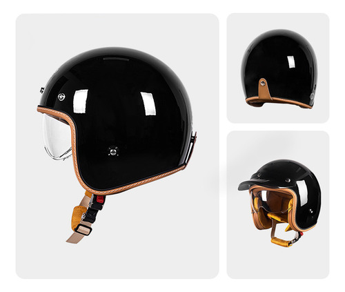 M Casco De Medio Casco Y Forro De Ala Retro Desmontable Y