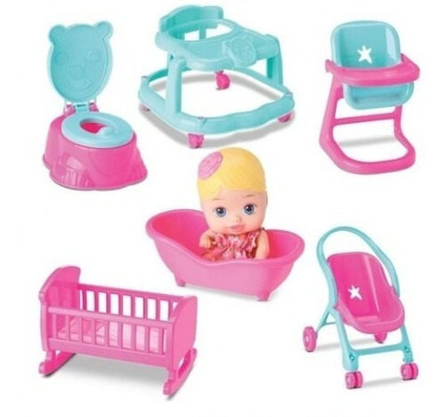 Imagen 3 de 7 de Casa De Muñeca Con Accesorios Little Dolls 4 En 1 Maternelle