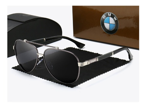 Óculos De Sol Aviador Masculino Polarizado Luxuoso Bmw Cor Cinza