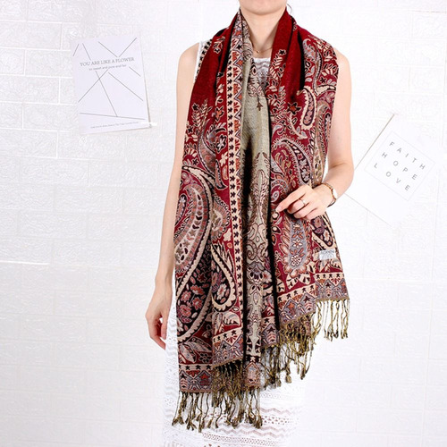 Bufanda De Jacquard De Anacardo, Bohemia, De Viaje, Para Muj