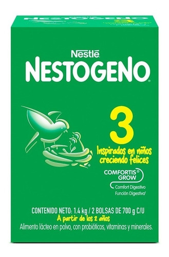 Imagen 1 de 1 de Leche de fórmula  en polvo  Nestlé Nestogeno 3  en caja 2 unidades de 700g a partir de los 2 años