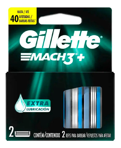 Gillette Mach3 Repuestos Para Afeitar Extra Lubricación X2