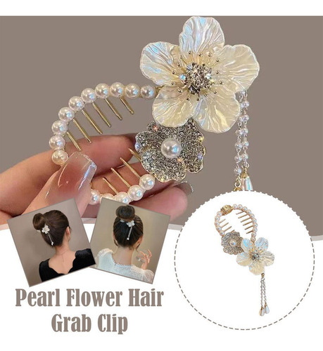 Horquilla Para El Pelo Con Borlas Y Flores De Perla