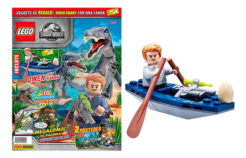 Revista Lego Panini Jurassic World # 7 F Owen Con Canoa 