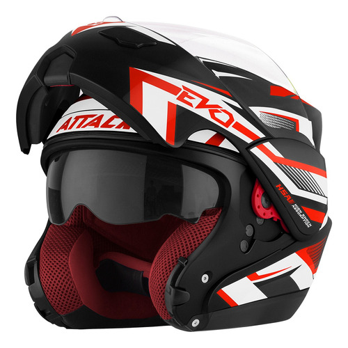 Capacete Attack Moto Escamoteável Viseira Dupla Fume Cristal