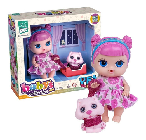 Boneca Baby Collection Alive Com Mini Cachorrinho Supertoys