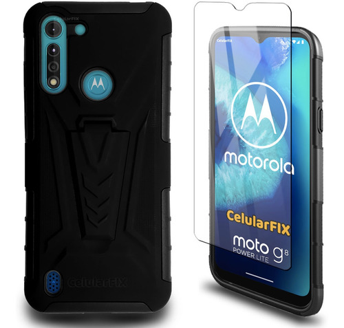 Funda Protector P/ Moto G8 Power Lite Uso Rudo Mica Cristal