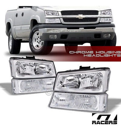 For Chevy 2003-2006 Silverado Chrome Housing Headlights  Gt2