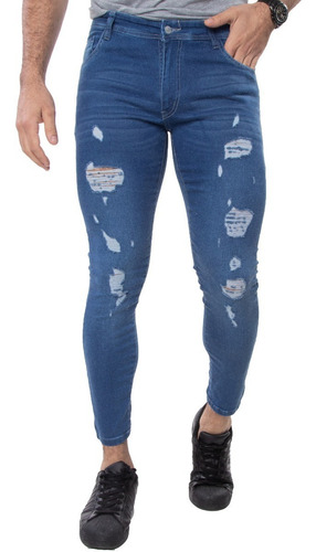 Pantalon Jean De Hombre Elastizado Slim Fit Corsario Premium