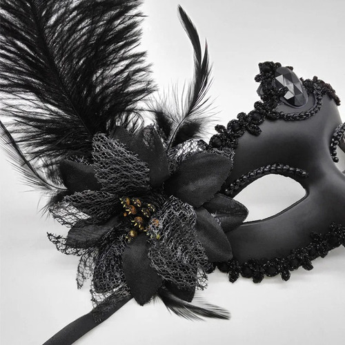K A Máscara De Media Cara De Plumas De Pavo Real De Lujo