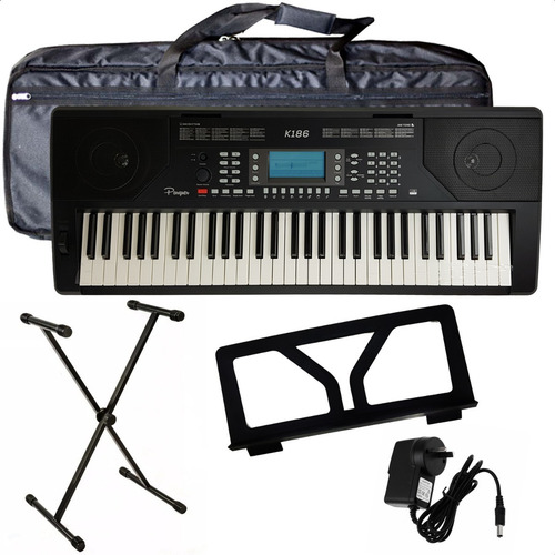 Imagen 1 de 10 de Organo Teclado Sensitivo 5/8 Usb + Funda Pie Fuente Ek61215