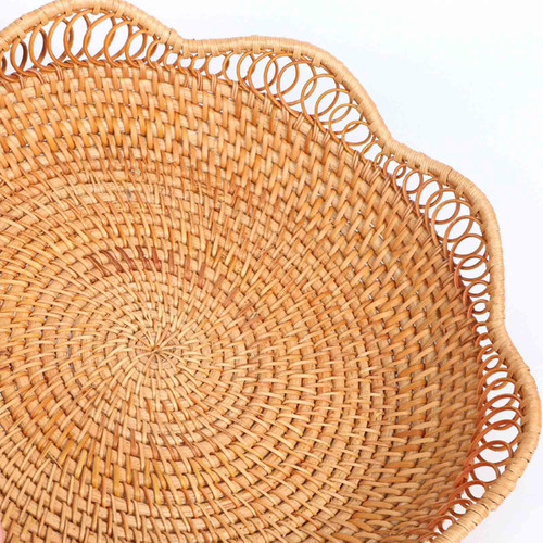 Y Cesta De Frutas De Rattan Bandeja De Frutas Tecida À Mão S