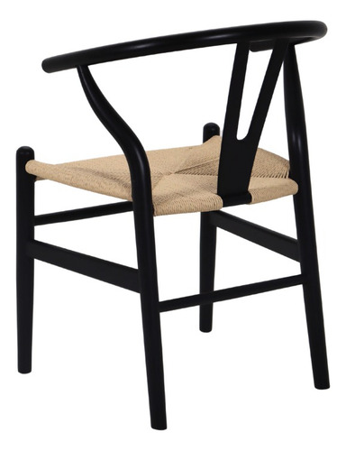Silla Wish Bone de madera para cocina, eventos y comedor, estructura de silla negra