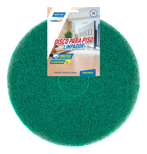 Disco Limpador De Fibra Para Piso 350 Mm - Norton Cor Verde
