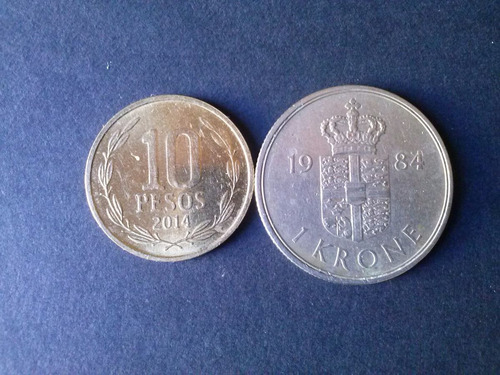 Moneda Dinamarca 1 Krone Níquel 1984 (c44)