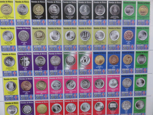 Imagen 4 de 4 de Estampilla Timbre Monedas Plata Y Oro De Mexico En Carpeta