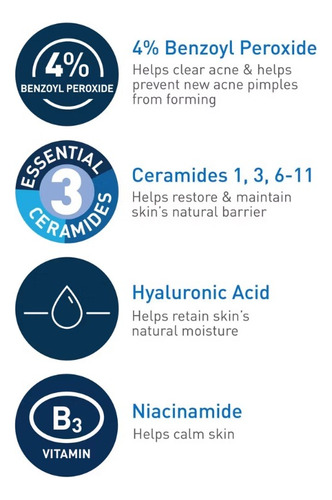 Cerave Cleanser Acné Espuma Limpiadora Para Control De Acné Acneica Día/noche