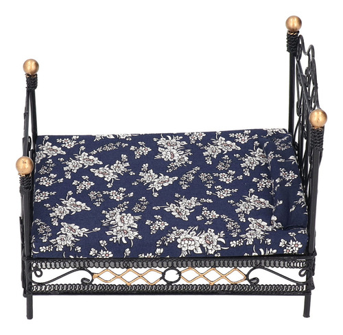 Para Minicasa De Muñecas Con Cama Doble En Miniatura,