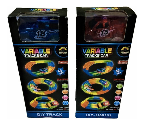 Pista Flexible Autos Variable Tracks Car Luces Led 49 Pzas 