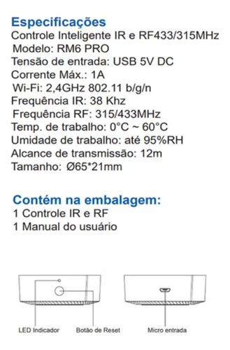 Controle Remoto Inteligente Universal Wifi Ir Rf 433 Alexa