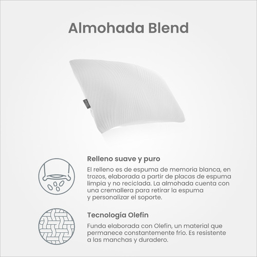 Imagen 2 de 5 de Almohada Blend Smart Bamboo Ajustable En Trozos / King