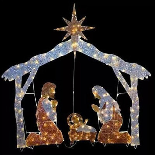 Estatua De Adorno Navideño De Hierro Con Luz Led Para