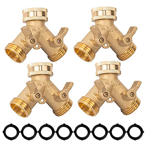 Brass Garden Hose Splitter (2 Way), Solid Brass Hose Y ...