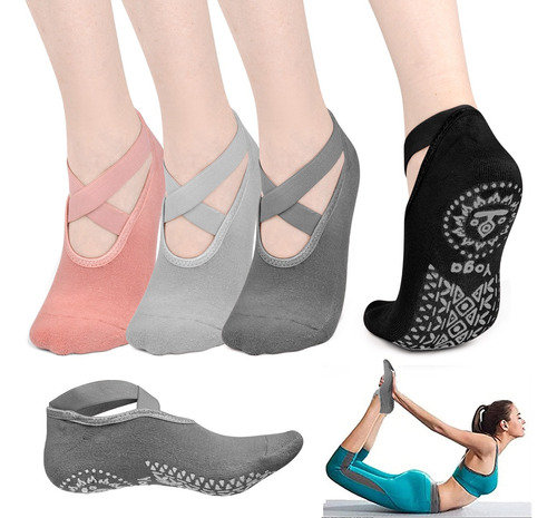 Calcetines Antideslizantes Yoga Pilates Aptitud Set 3 Pares