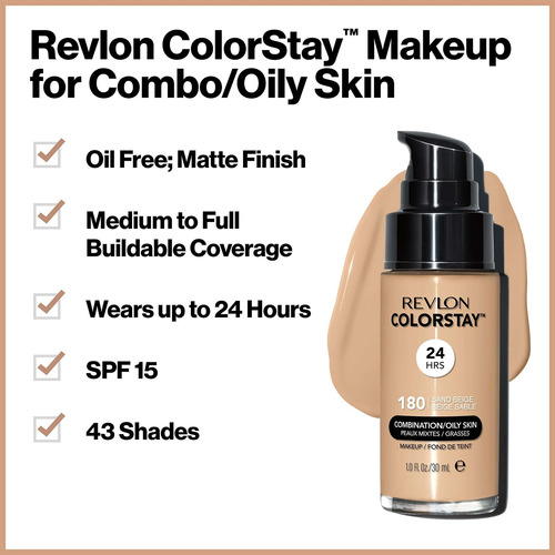 Imagen 3 de 8 de Base De Maquillaje Revlon Colorstay Makeup Cutis Mixto/graso