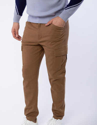 Pantalón Tipo Chino Con Bolsillos De Cargo Para Hombre