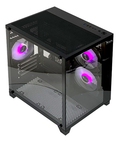Gabinete Gamer XZEAL CXi2 Micro ATX Mini Torre 3 Fan Cristal Templado RGB Negro XZGAMC2B