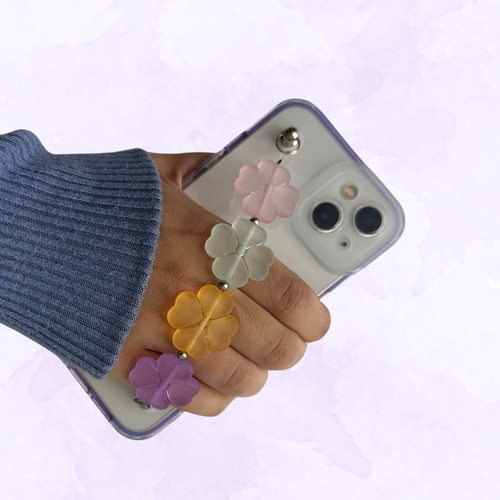 Funda Transparente Para iPhone Con Correa De Flores