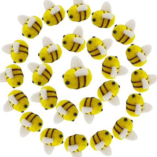 20 Piezas De Bolas De Lana De Fieltro De Abeja Linda, B...