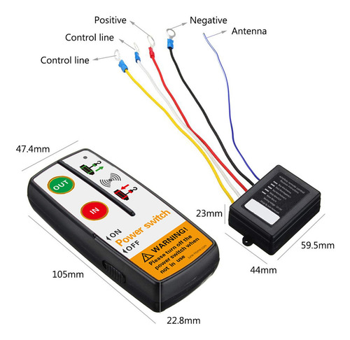 Receptor Y Control Remoto De Cabrestante Eléctrico De 12 V,