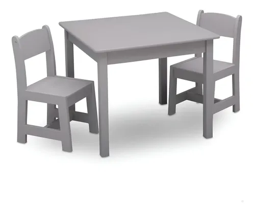 Juego De 3 Piezas Mesa Y 2 Sillas De Madera Para Niños Gris Color ...