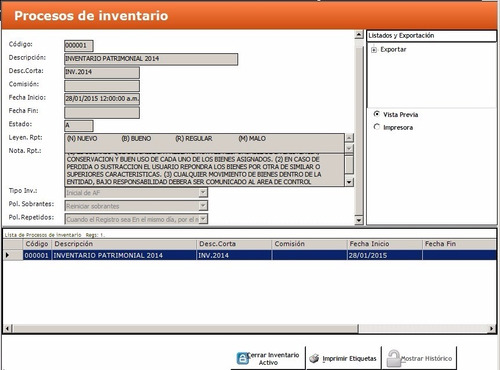 Software De Inventarios De Activo Fijo Y Bienes, Sistema