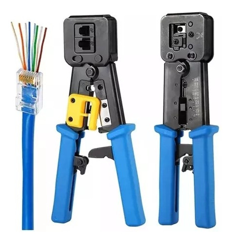 Kit Crimpeadora Ez Rj45 + 50 Conector Cat6 Prensa Anticorte