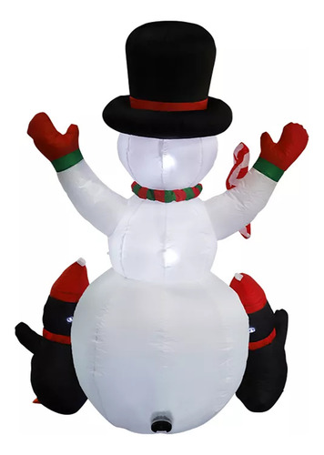 Inflable Navidad 180cm Muñeco Nieve Con Pinguinos Luces Led