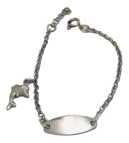 Pulsera En Plata De Identidad Para Bebe C/delfín (p146)