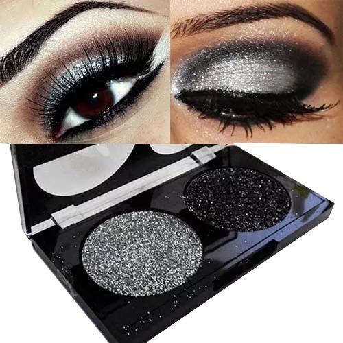 Duo Sombra Iluminadora Con Glitter Meis Plateada Y Negra