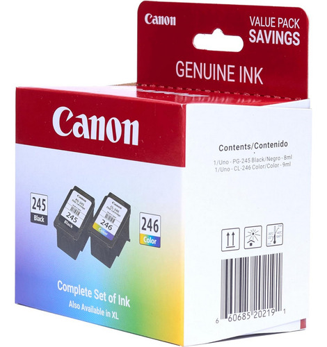 2 Cartuchos de tinta Canon PG-245 CL-246 Compatible Con iP2820 MG2420/2924/2920/3020/2522/2525, MX492, TS3120/302/302a/202/202a/4520/3320
